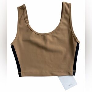 WARDROBE.NYC Camel and Black Sports Bra